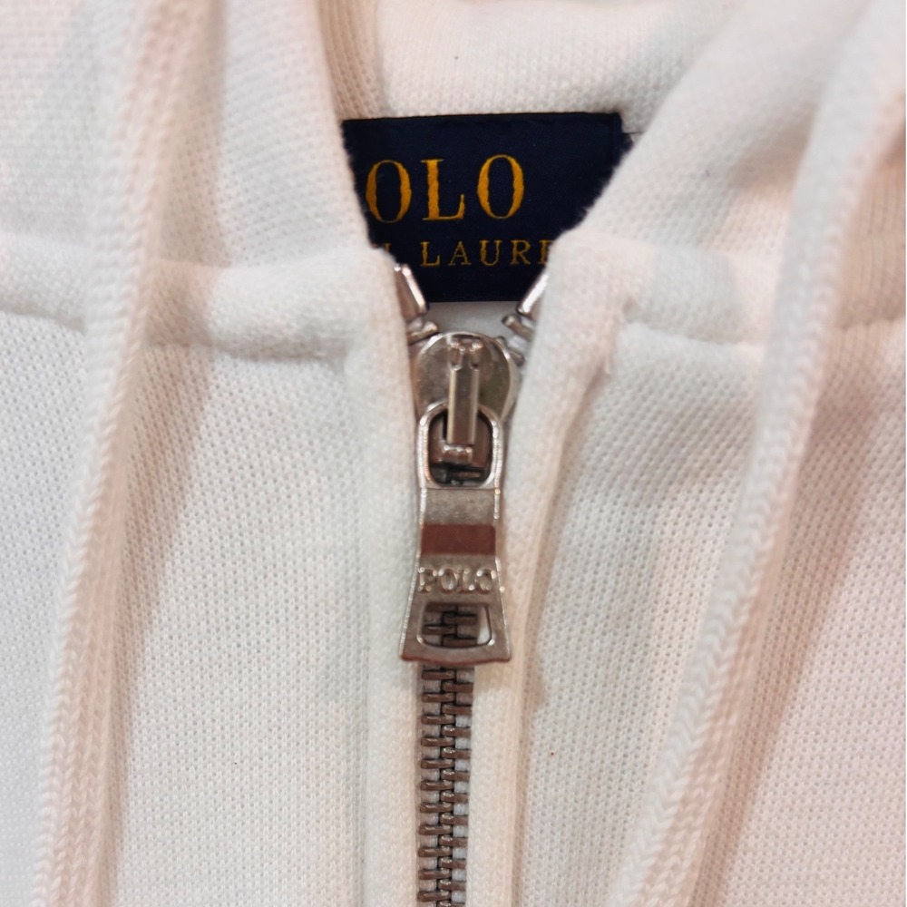 Polo Ralph Lauren Full Zip Hoodie Womens Small White Excellent Pony Logo - Picture 9 of 10